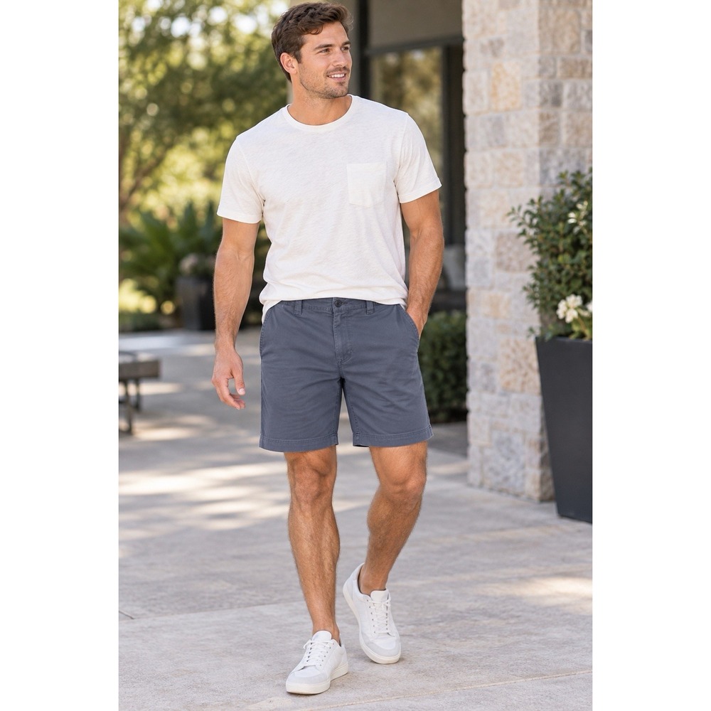 St. John's Bay Chino Shorts Men size 36 Blue Gray Color. Flat Front, Pockets